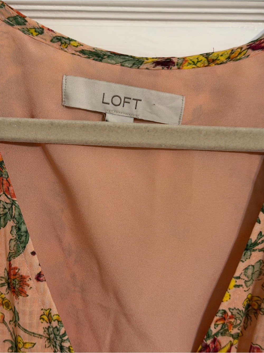 LOFT Pink Floral Midi Dress